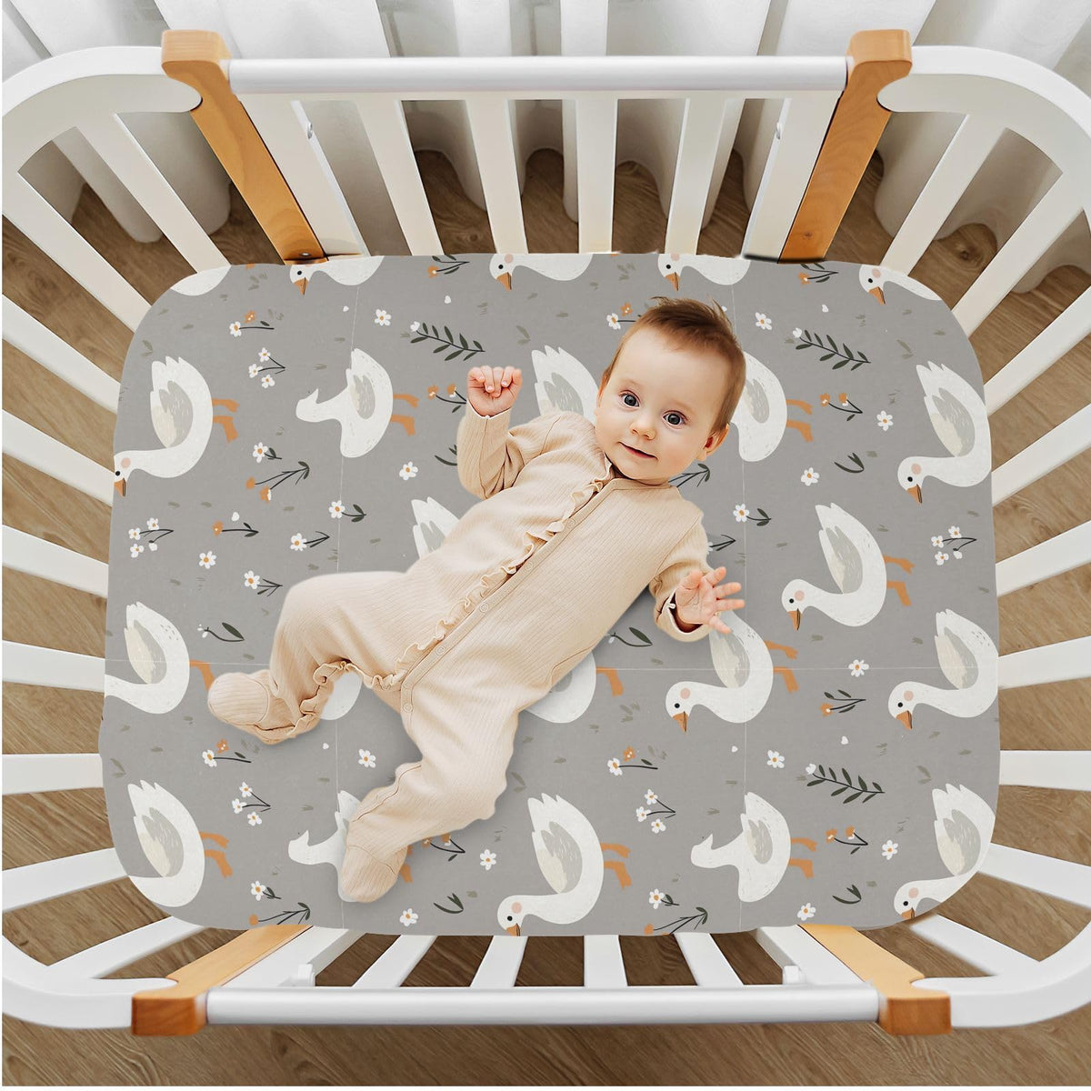 Soft Breathable Microfiber Crib Sheet Fits Standard Size Crib Mattress B58397