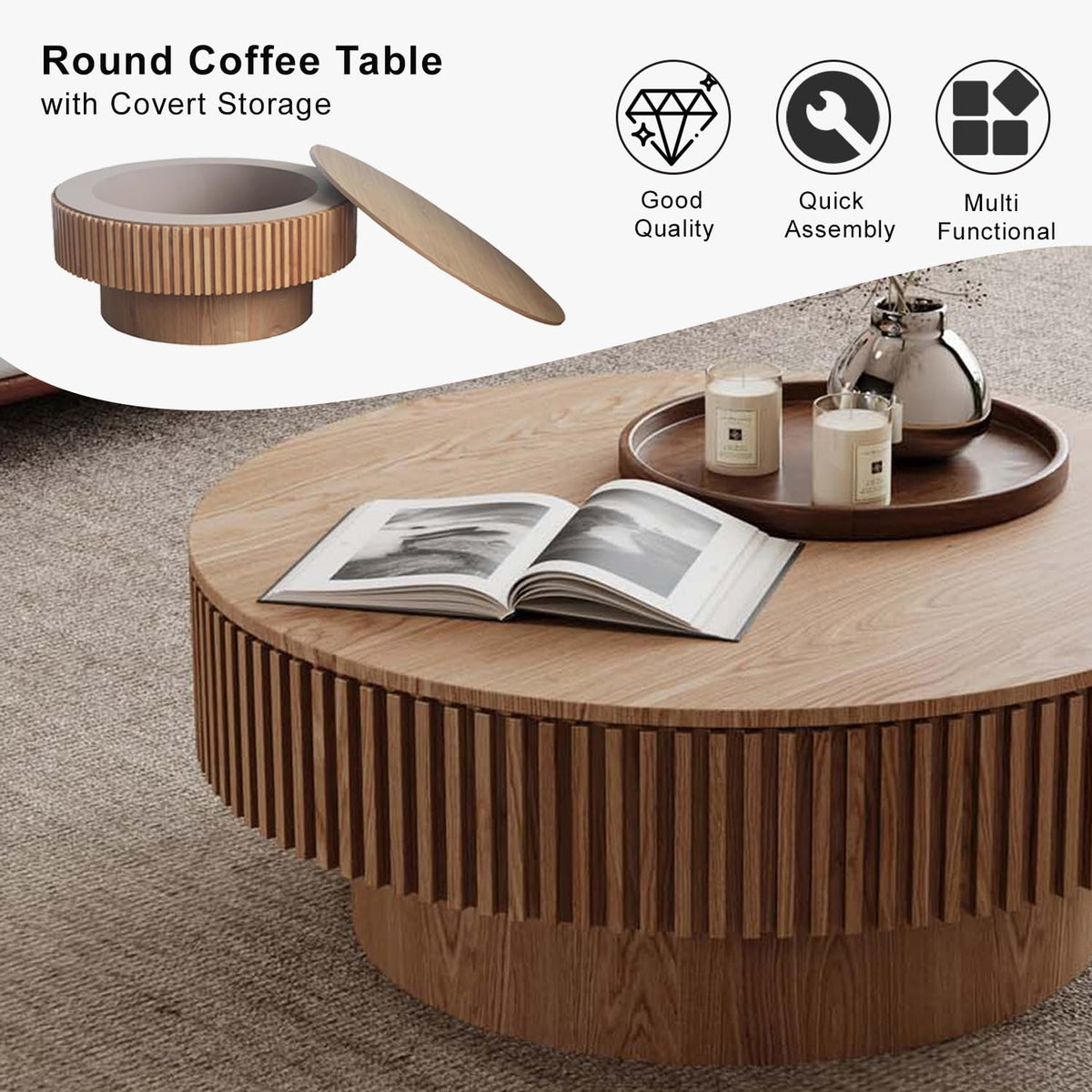 Round Coffee Table with Storage S768649