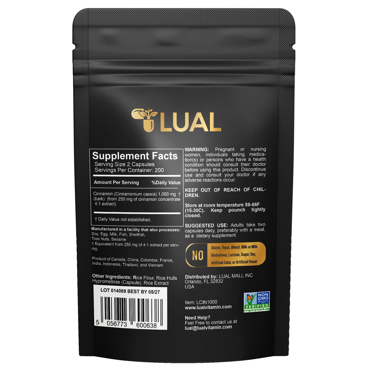 Cinnamon Supplement 1000mg 400 Vegetarian Capsules R654248