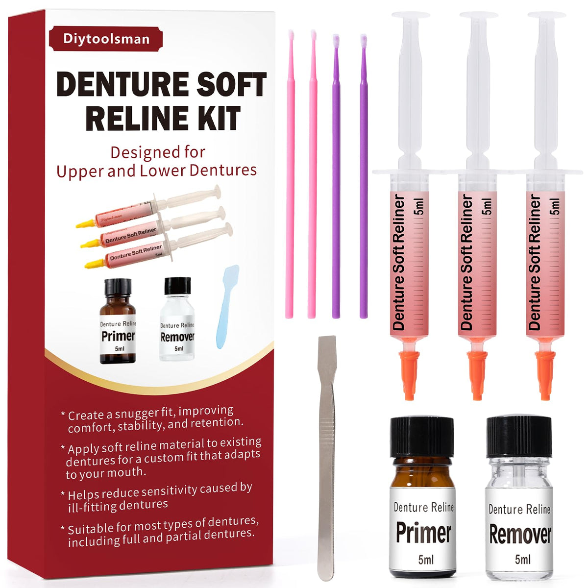 Denture Soft Reline Kit for Upper and Lower Dentures A48648