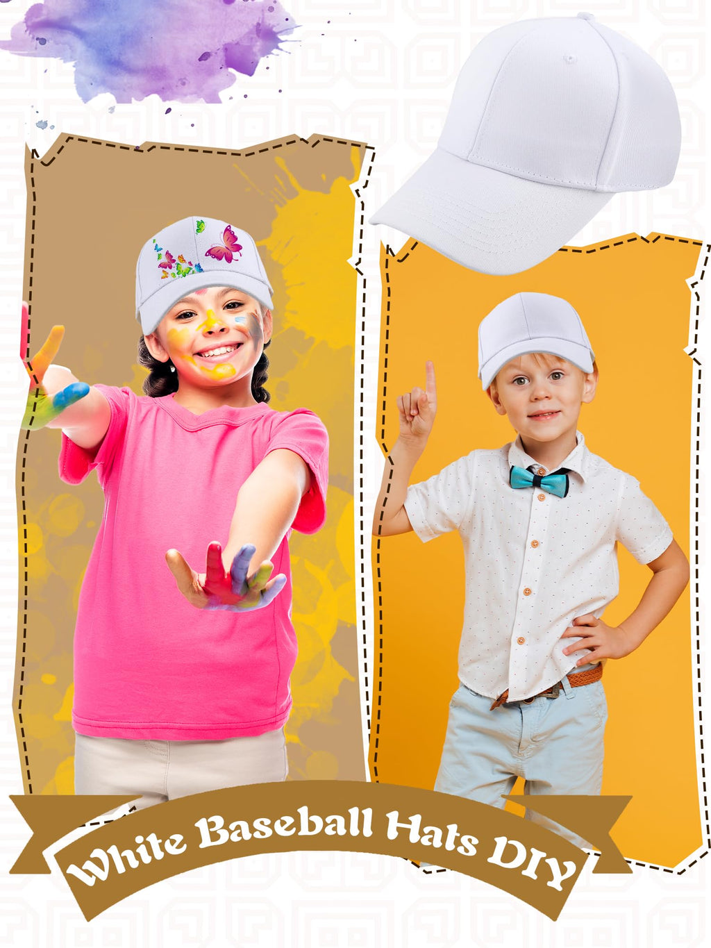 30 Pcs White Cotton Kids Baseball Cap Q27196
