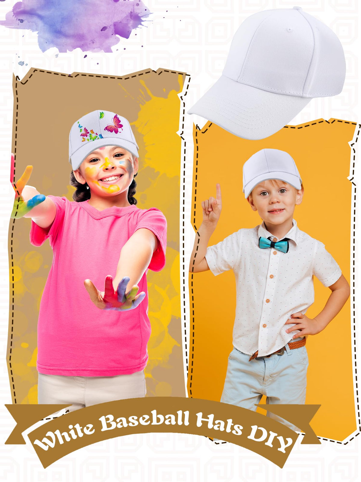 30 Pcs White Cotton Kids Baseball Cap Q27196