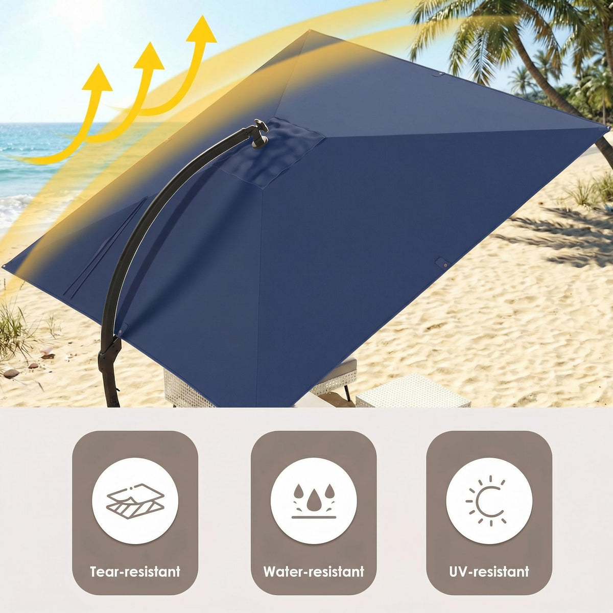 11x11ft Solar Powered Led Cantilever Umbrella with Base O892927