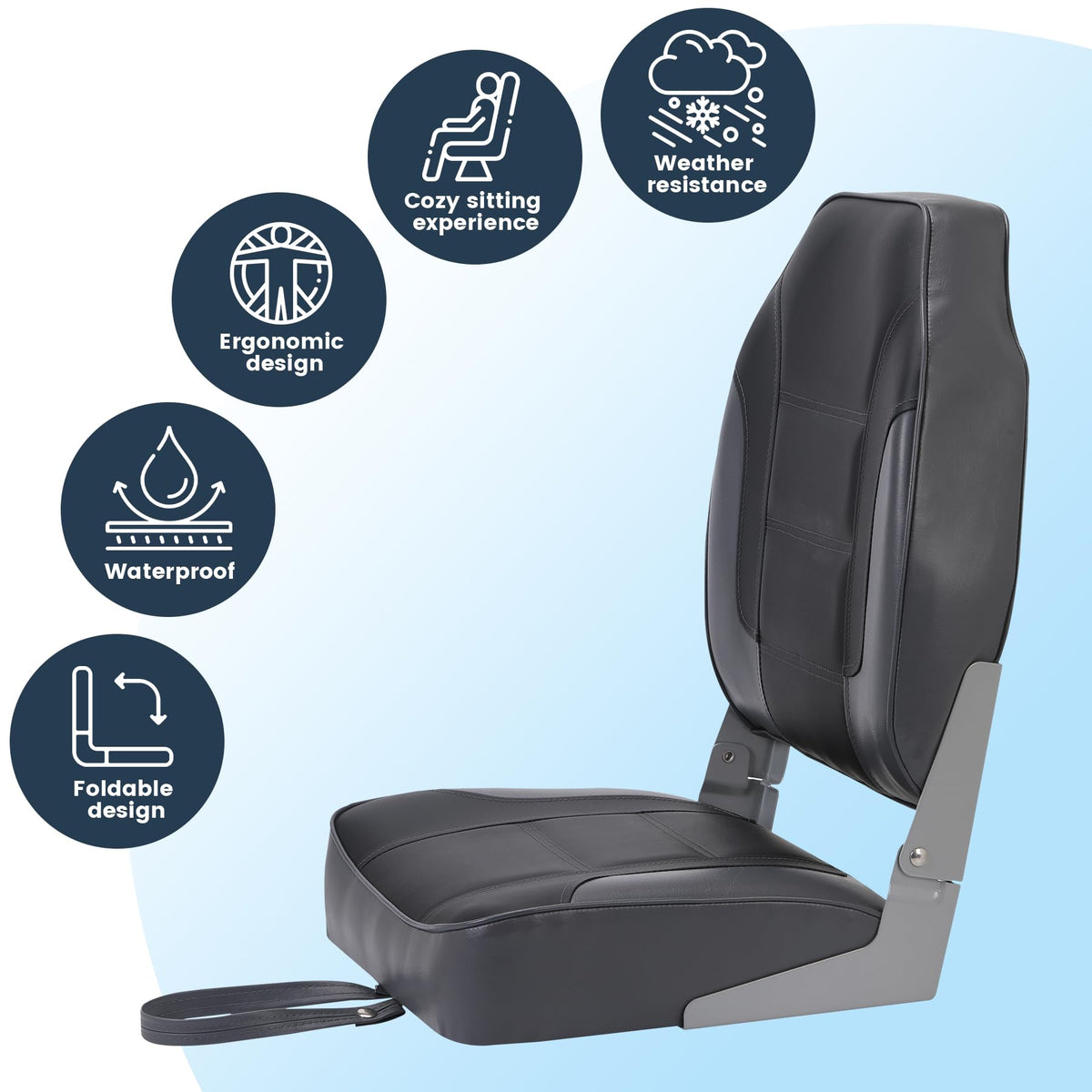 2 Pack High Back Folding Boat Seats T796763