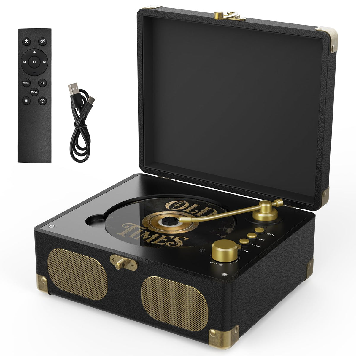 Black Portable CD Player with Speakers, Bluetooth, Remote Control, USB Playback N727