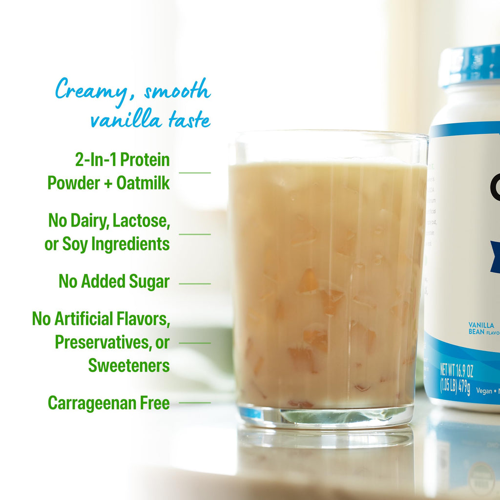 Organic Vegan Protein Powder + Oat Milk, Vanilla Bean, 20g Plant Based Protein, 1.05lb L855