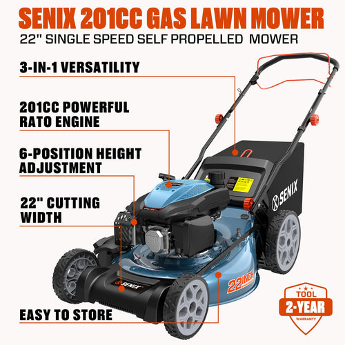 22" 3-in-1 Self Propelled Gas Lawn Mower Z6894