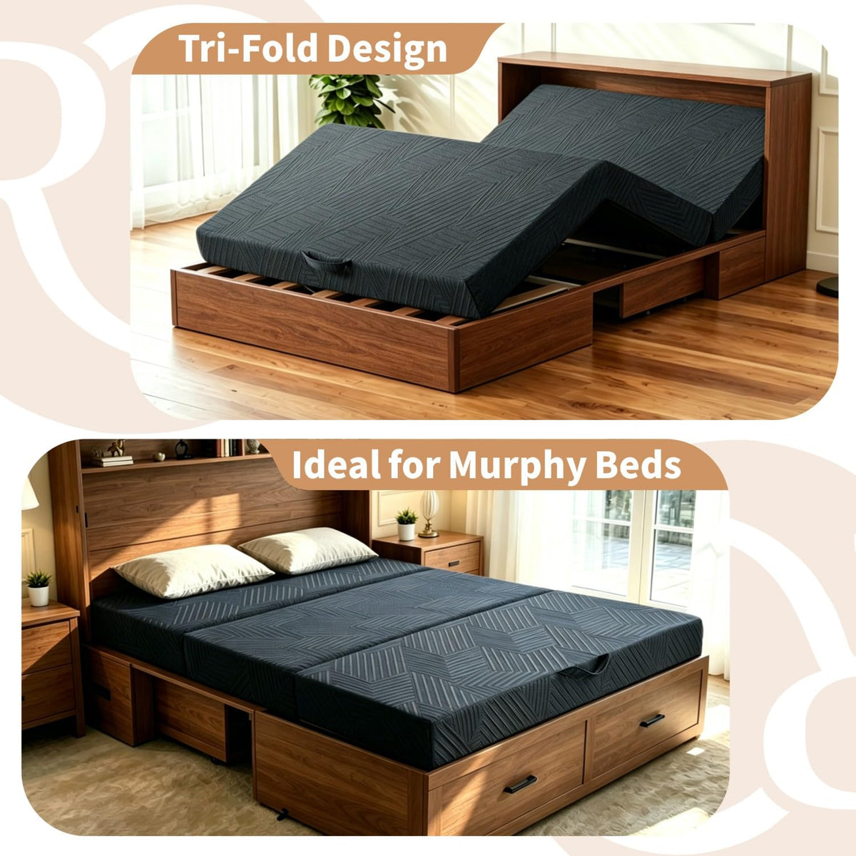 6 Inch Queen Tri-fold Memory Foam Mattress with Storage Bag Q3435