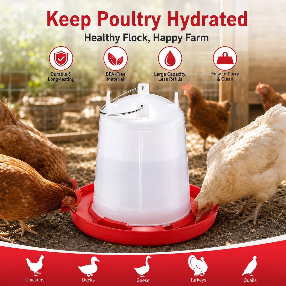 2 Pack 2 Gallon Poultry Waterer G37066
