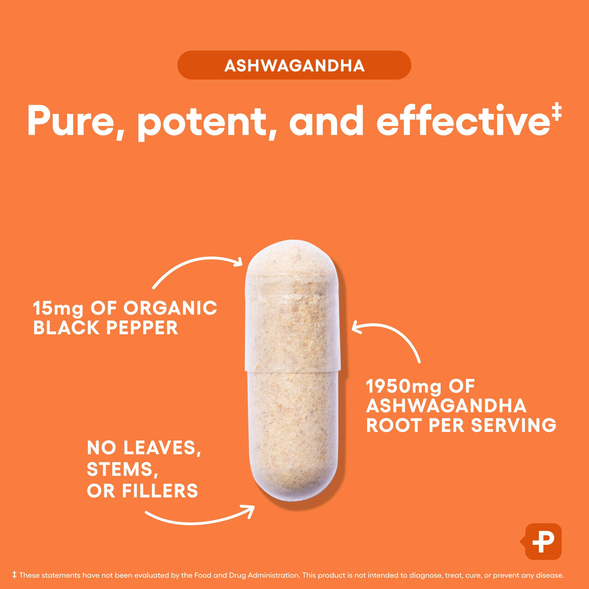 Organic Ashwagandha Root Powder 1950mg 90 Veggie Capsules G39638