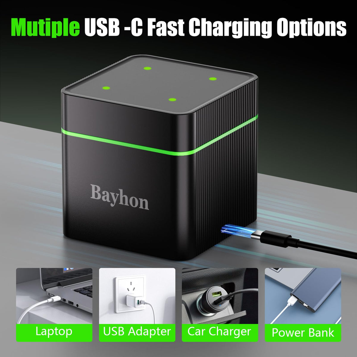 10000mAh D Rechargeable Batteries with 4-Slot Type-C Charger Z4006