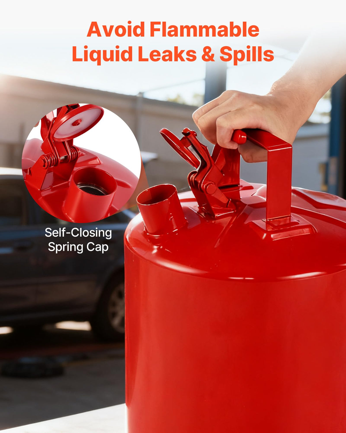 5 Gallon Red Metal Safety Gas Can with Flame Arrester Y976