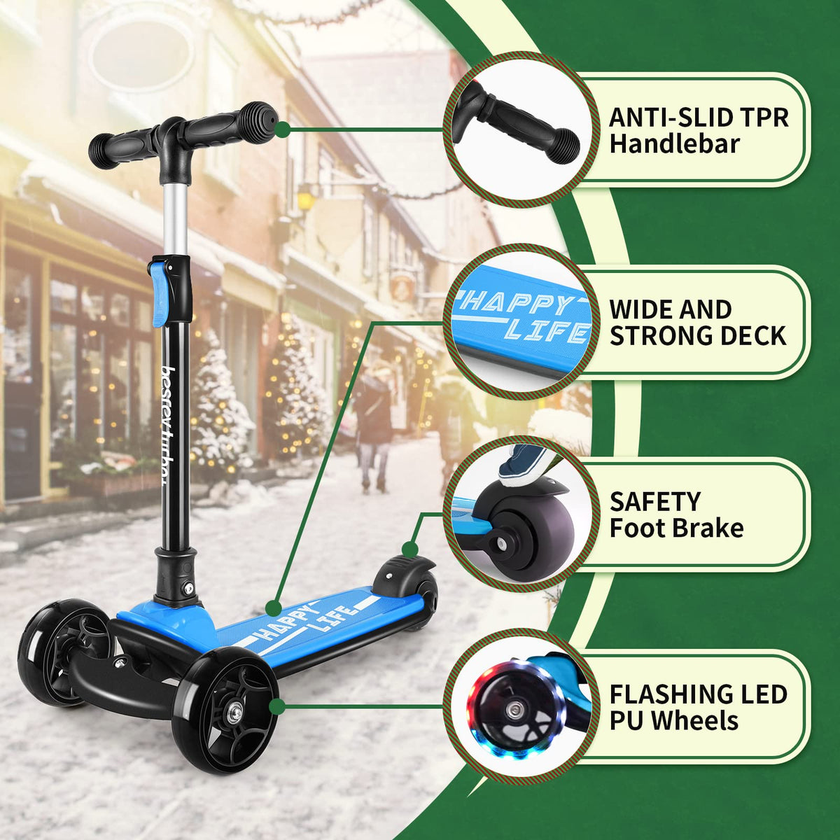 3 Wheel Scooter with 4 Adjustable Height B570618
