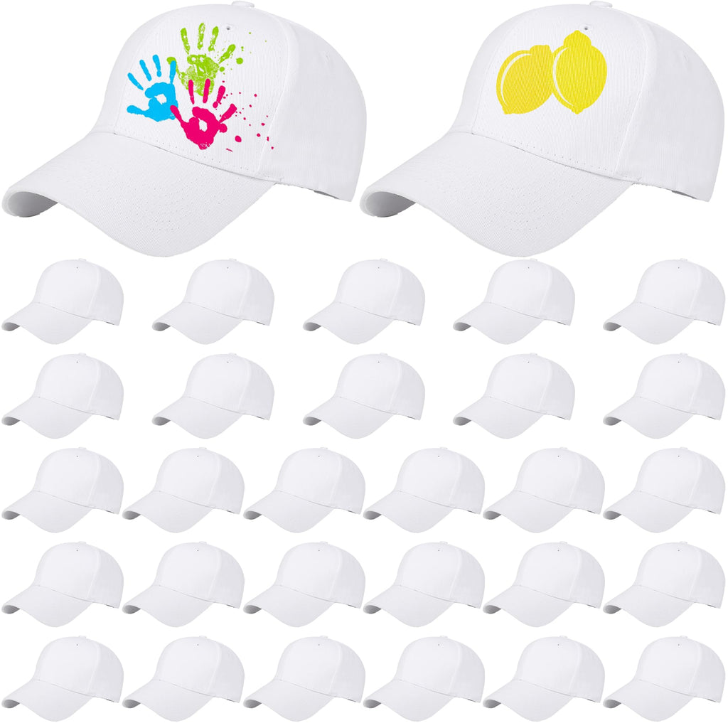 30 Pcs White Cotton Kids Baseball Cap Q27196