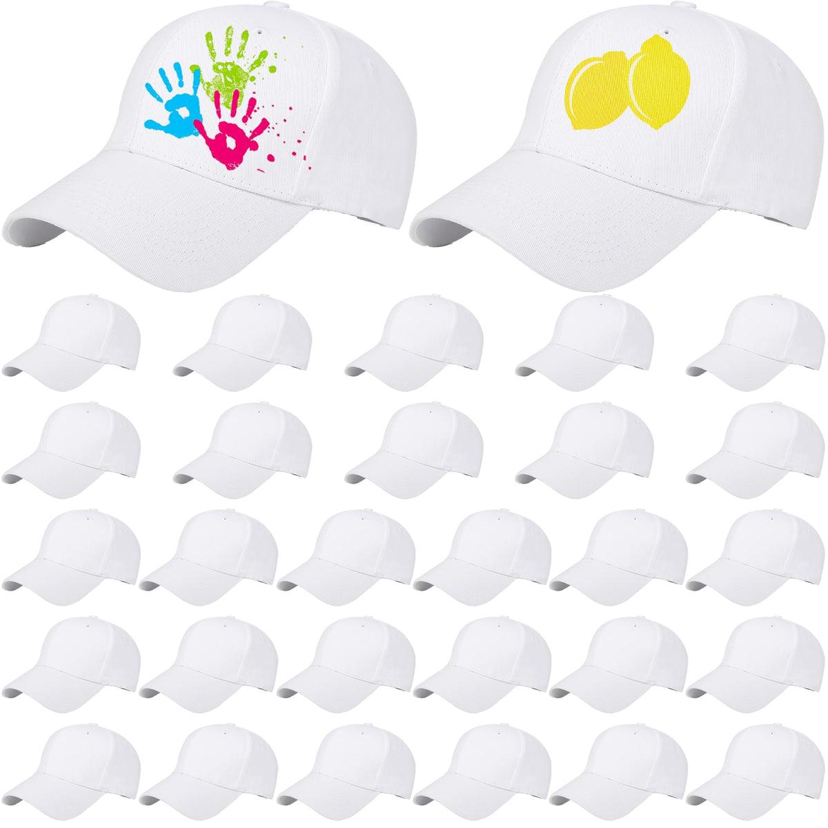 30 Pcs White Cotton Kids Baseball Cap Q27196