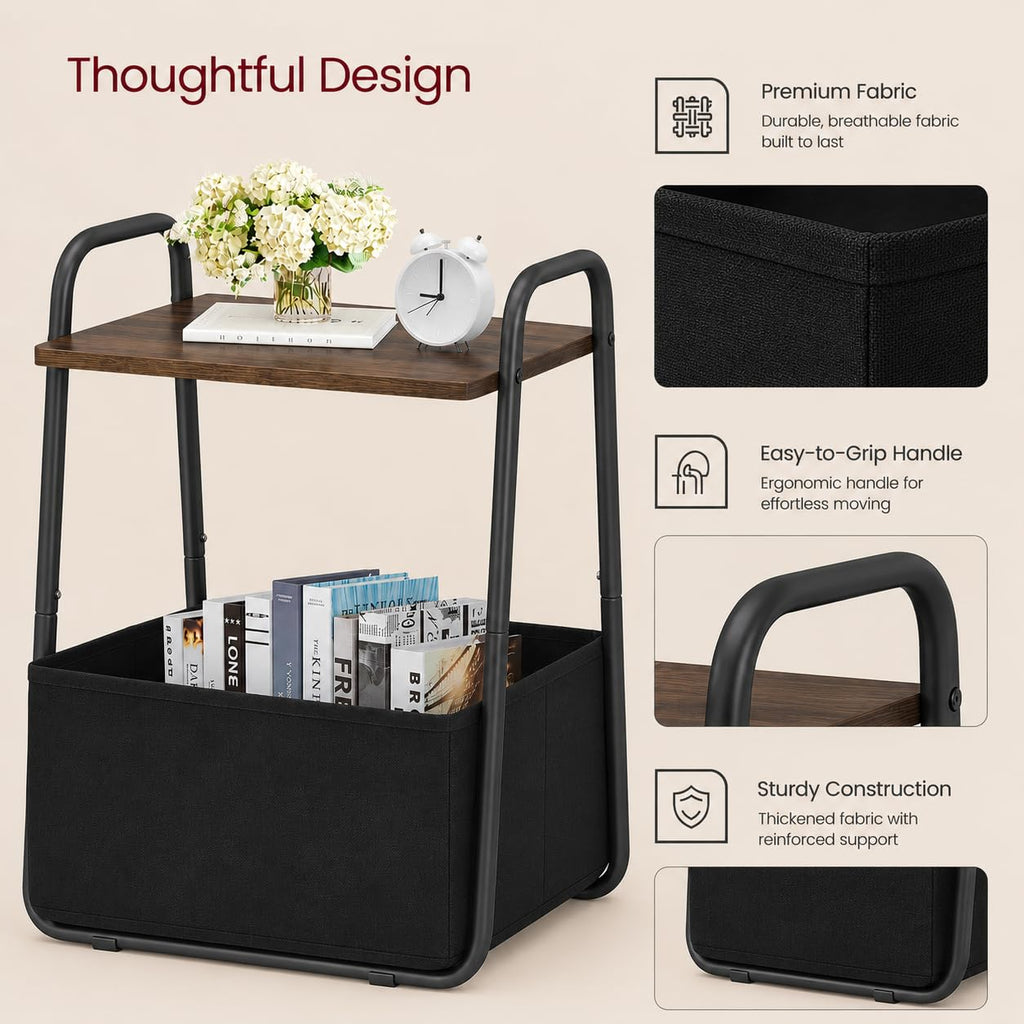 Small Storage Side Table with Metal Frame Y999