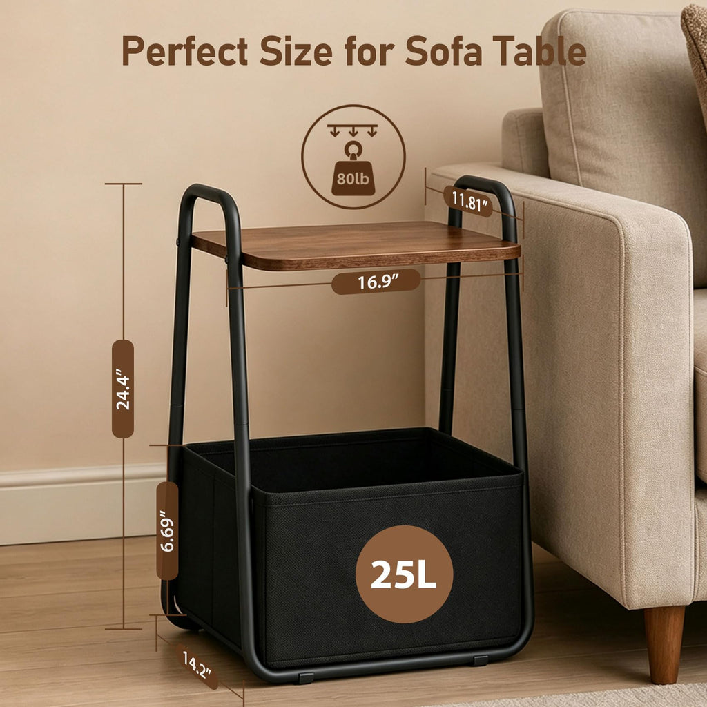 Small Storage Side Table with Metal Frame Y999