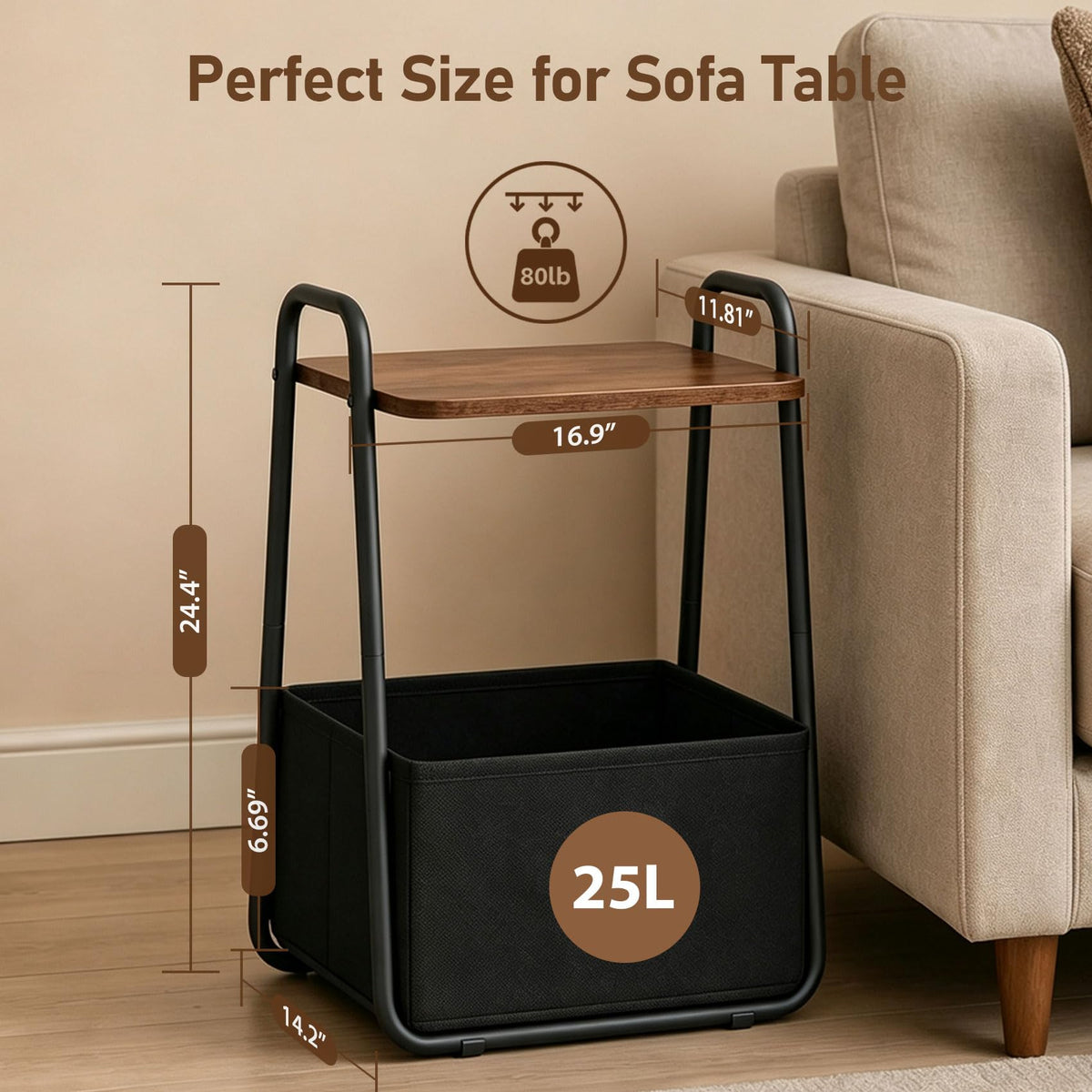 Small Storage Side Table with Metal Frame Y999
