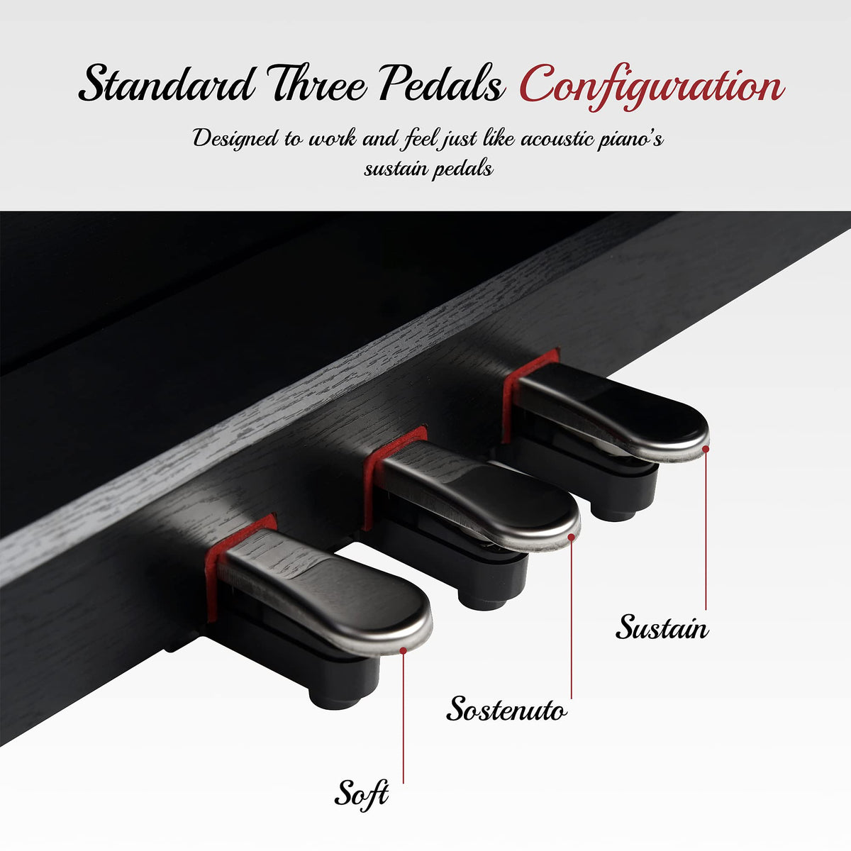 88 Keys Weighted Hammer Action Digital Piano with Stand, Pedals and Black F6504