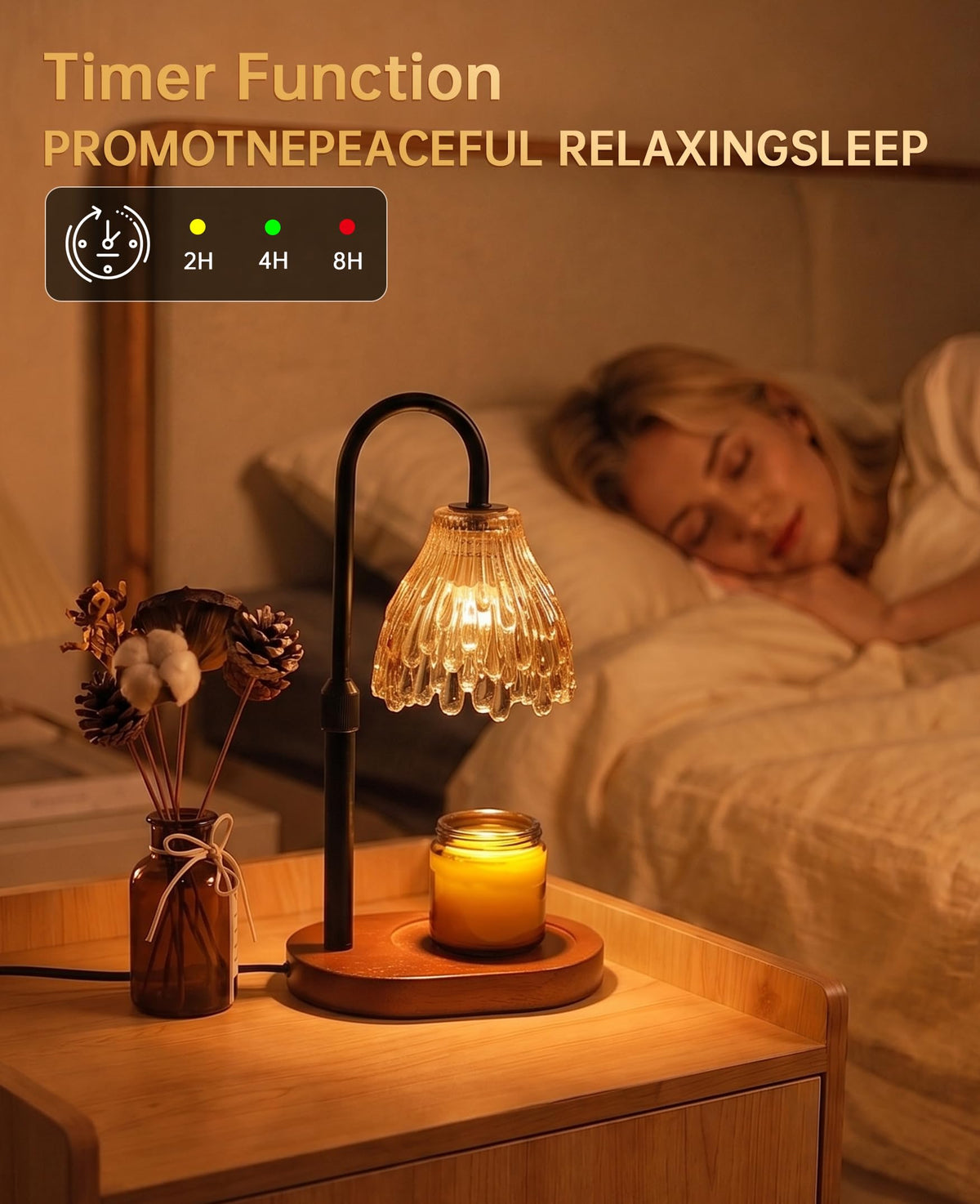 Glass Candle Warmer Lamp with Timer & Dimmer J544