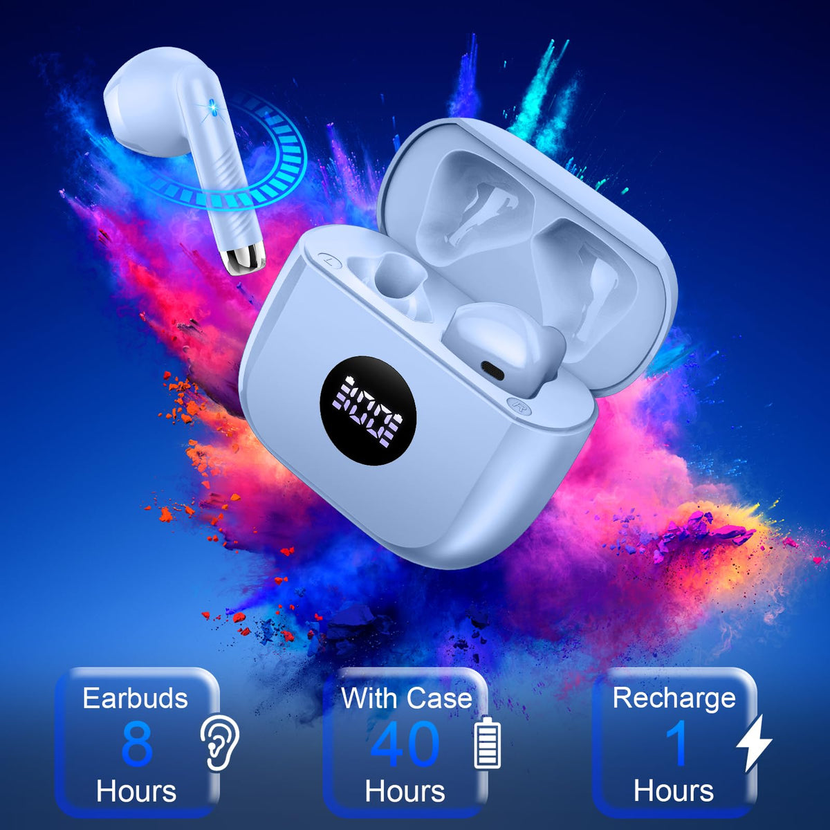 Black and Purple Wireless Earbuds Z6960