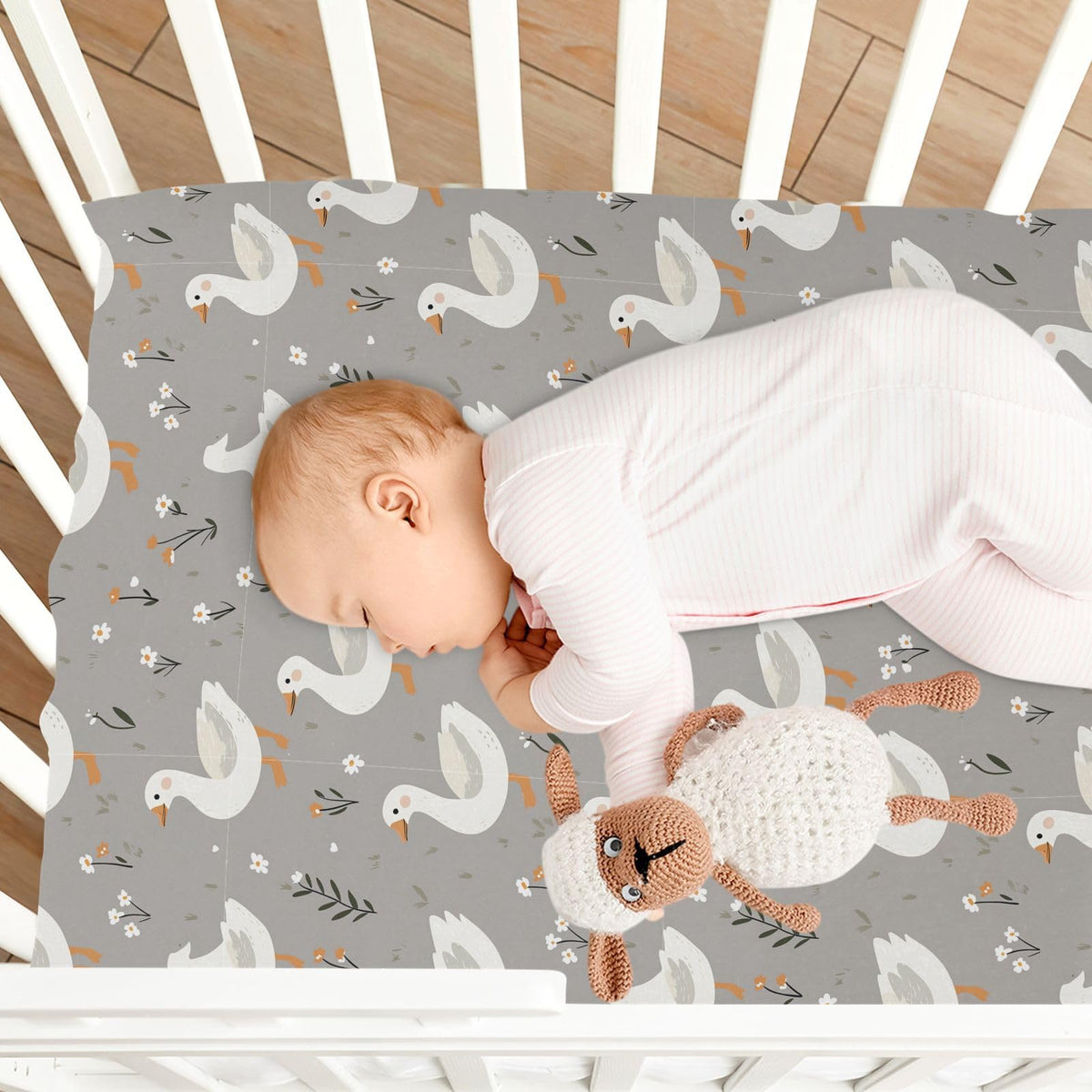 Soft Breathable Microfiber Crib Sheet Fits Standard Size Crib Mattress B58397
