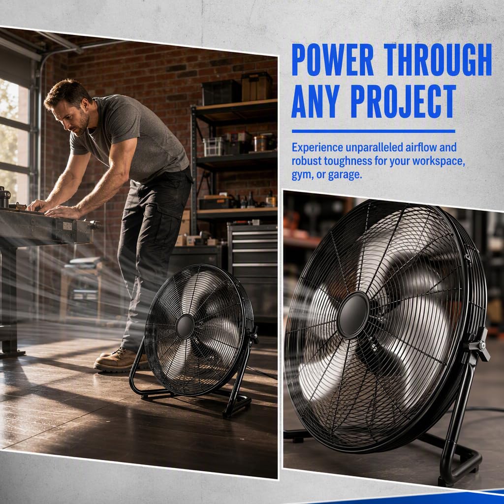 20" 3-Speed Metal Floor Fan 4-Pack Y7464