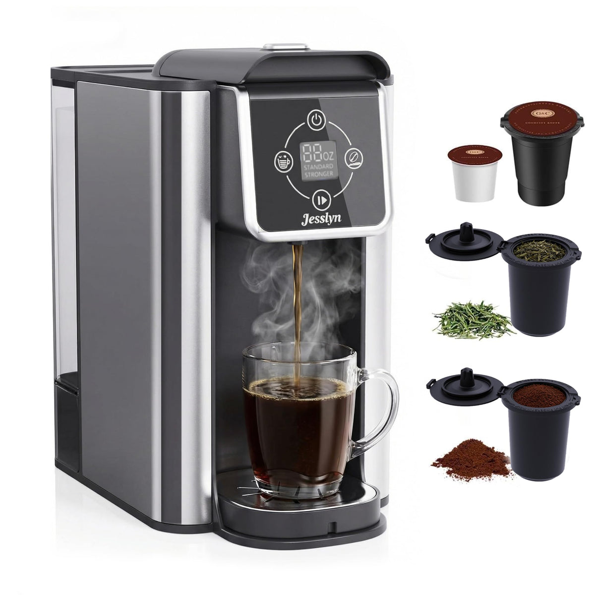 3-in-1 Single Serve Coffee Maker with 50oz Removable Water Reservoir A604776