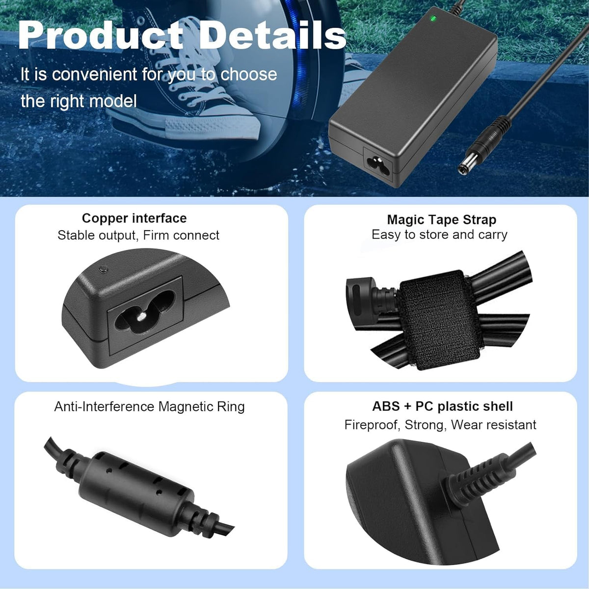 42V 2A Electric Scooter Charger with 7 Plugs K578