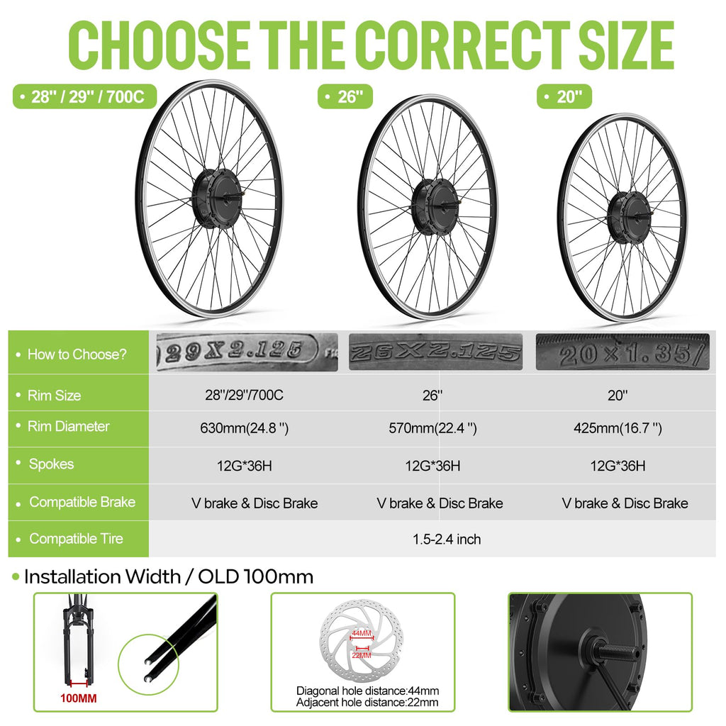 48V 500W Front Hub Motor Ebike Conversion Kit with Display W389687