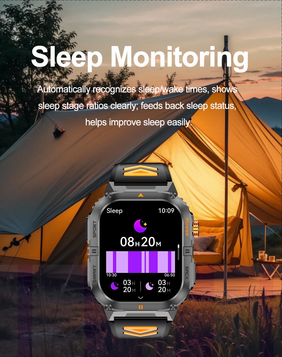 Military Smart Watch with Bluetooth Calling, Heart Rate Monitor, Sleep Tracking, Camouflage Green C9952