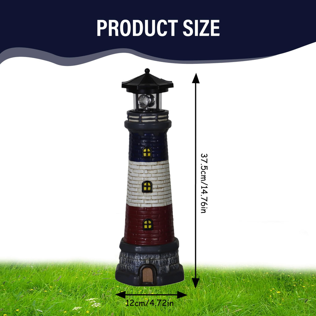 15" Tall Waterproof Resin Lighthouse Lamp with 360° Rotating LED V7826