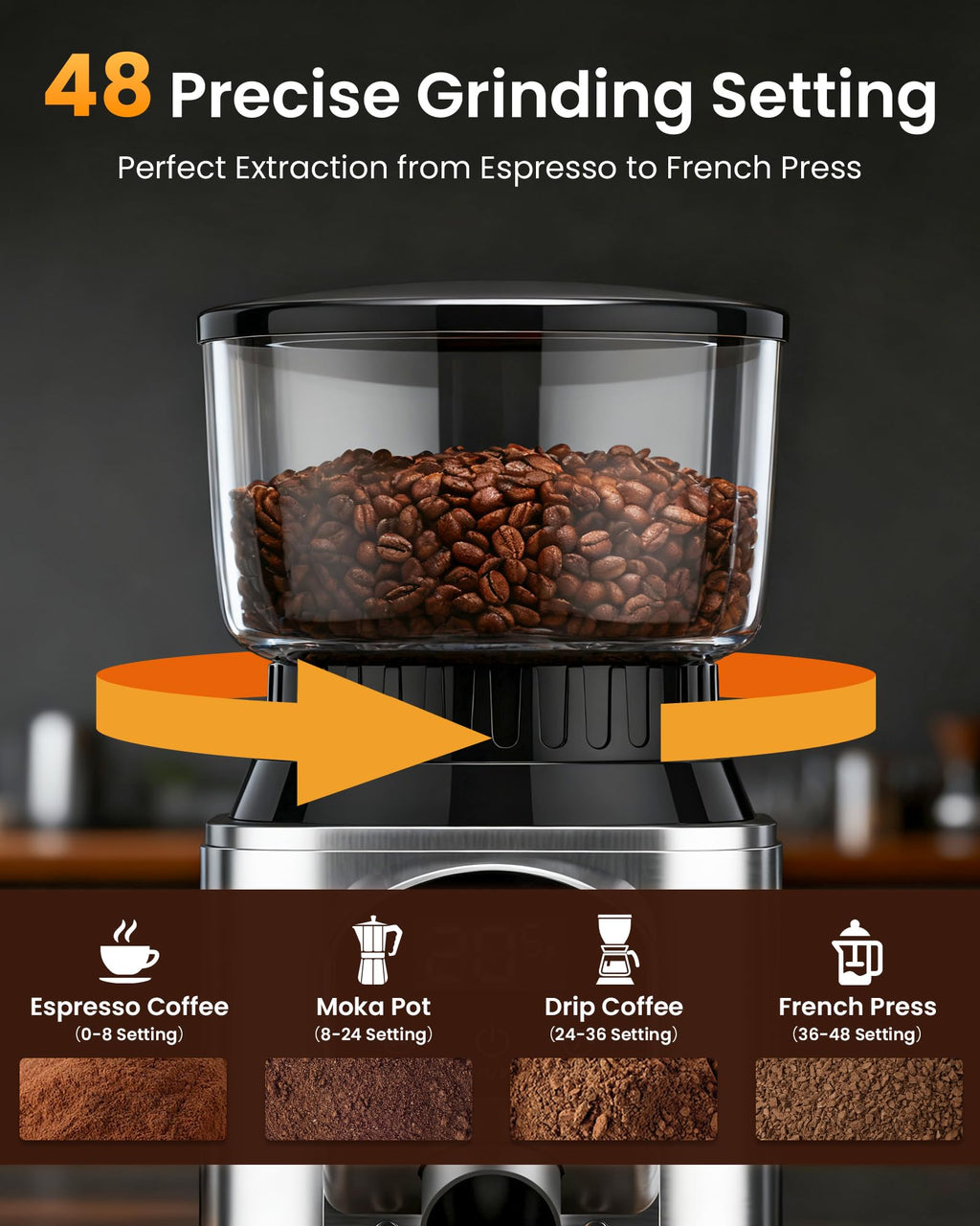 Electric Conical Burr Coffee Grinder T552