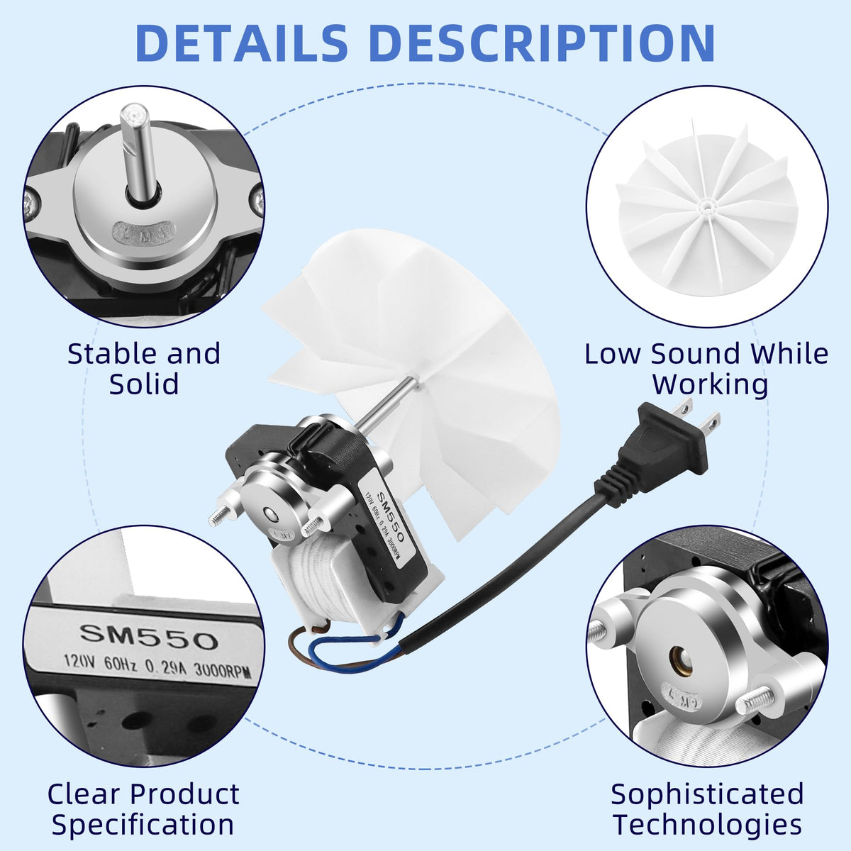 Universal Bathroom Exhaust Fan Motor 50 CFM 120V Q961022