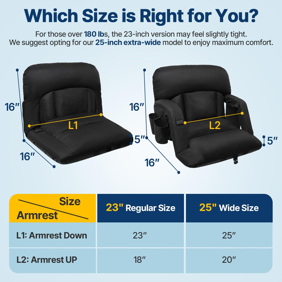 25'' Heated Stadium Seat with Back Support G689515