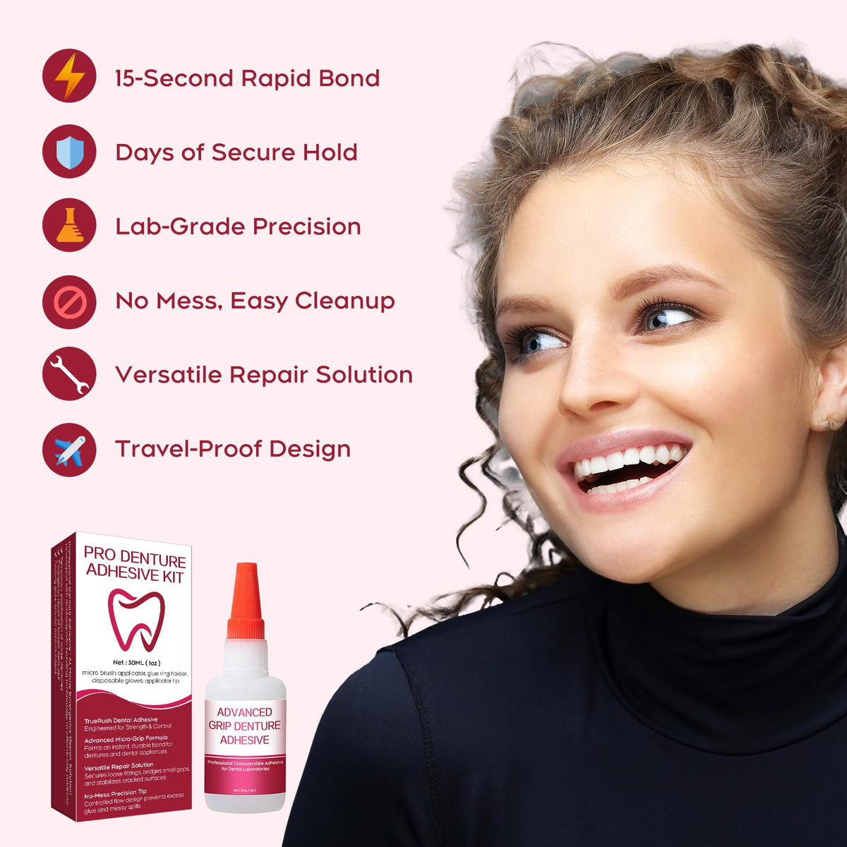 Fast-Setting Denture Repair Glue 1oz I3336