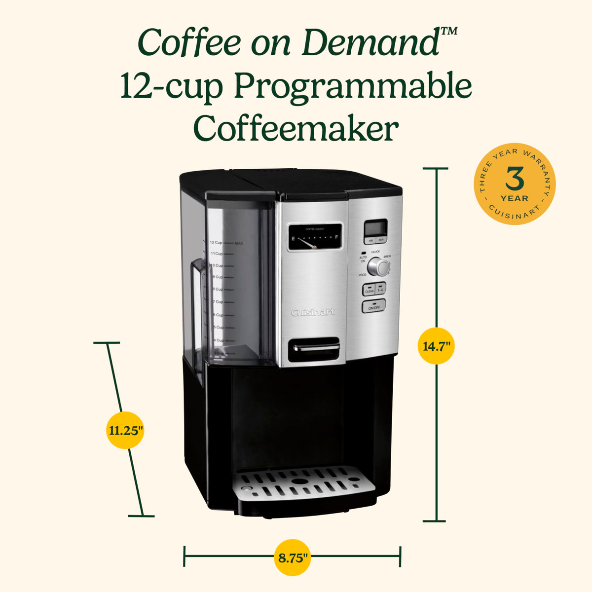 Programmable Self-Cleaning 12-cup Drip Coffee Maker D599