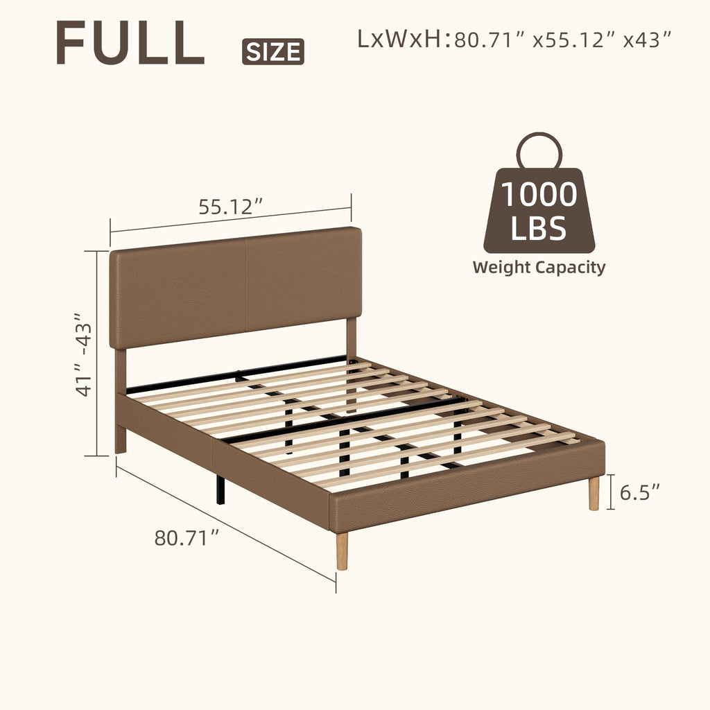 Minimalist Leather Bed Frame with Adjustable Headboard D808