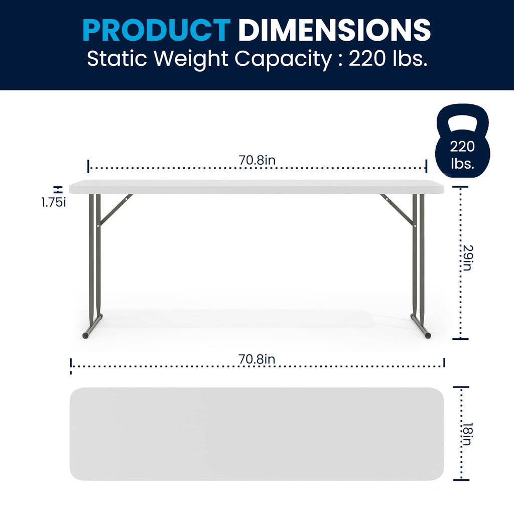 Plastic Folding Table, Granite White, 10-Pack F261535