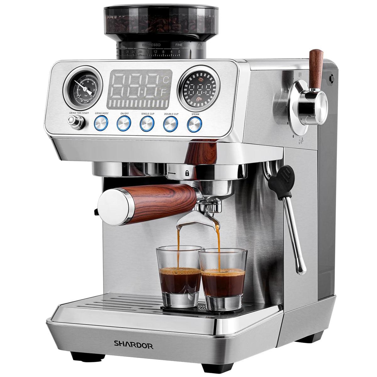 20 Bar Espresso Machine with Built-In Grinder L874345