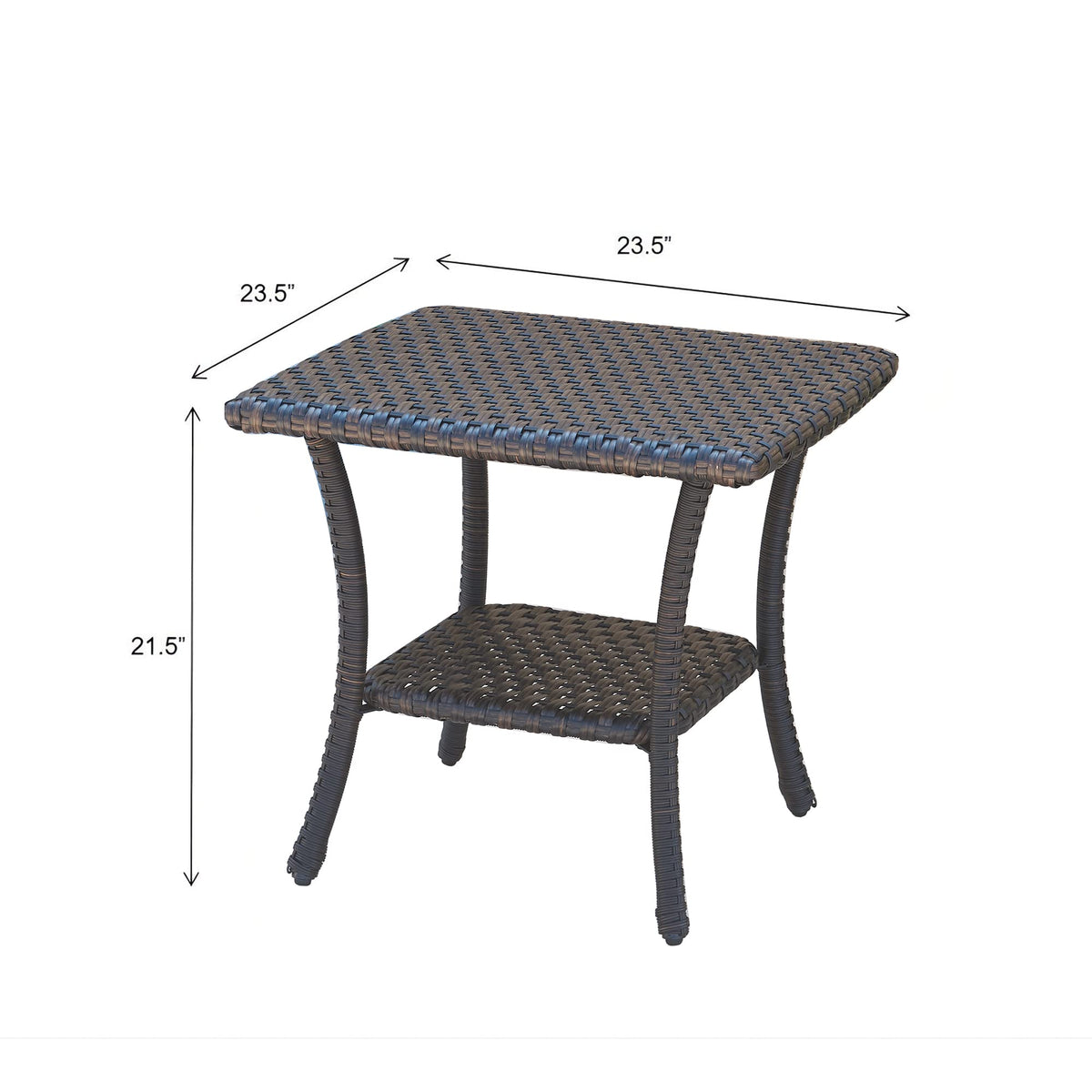 Brown Wicker Rattan 2-Tier Outdoor Coffee Table W992135