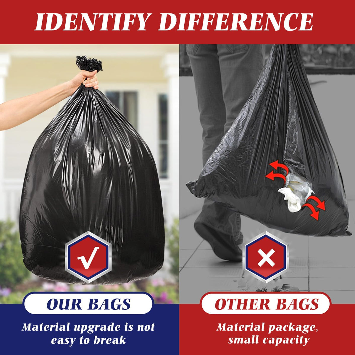 Black 40-45 Gallon Trash Bags 100 Count F636