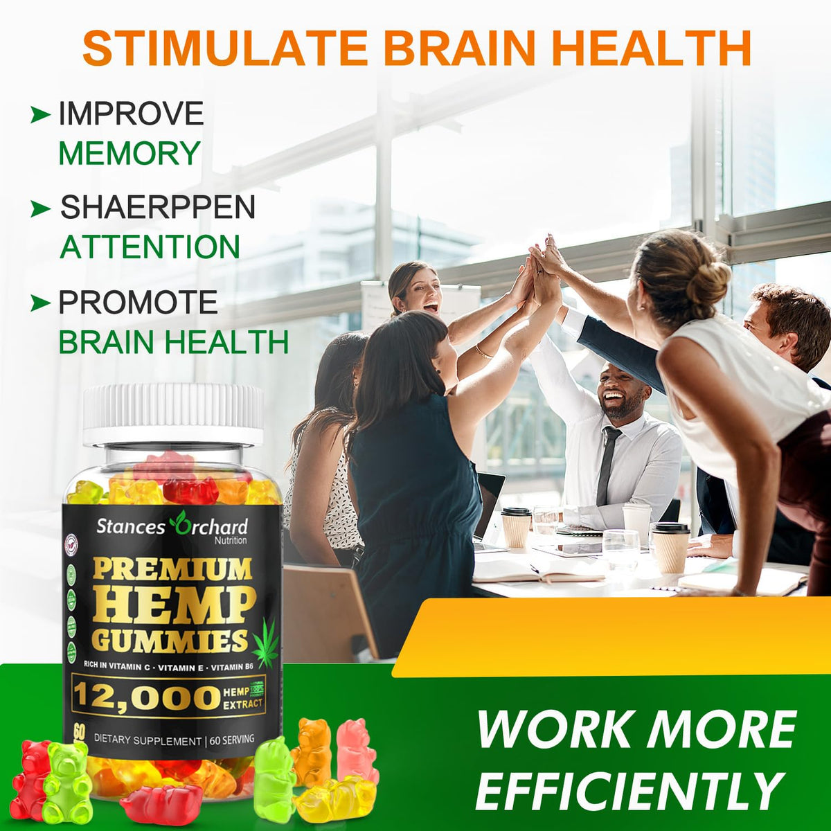 Sugar Free Vegan Hemp Gummies 60 Count A1833