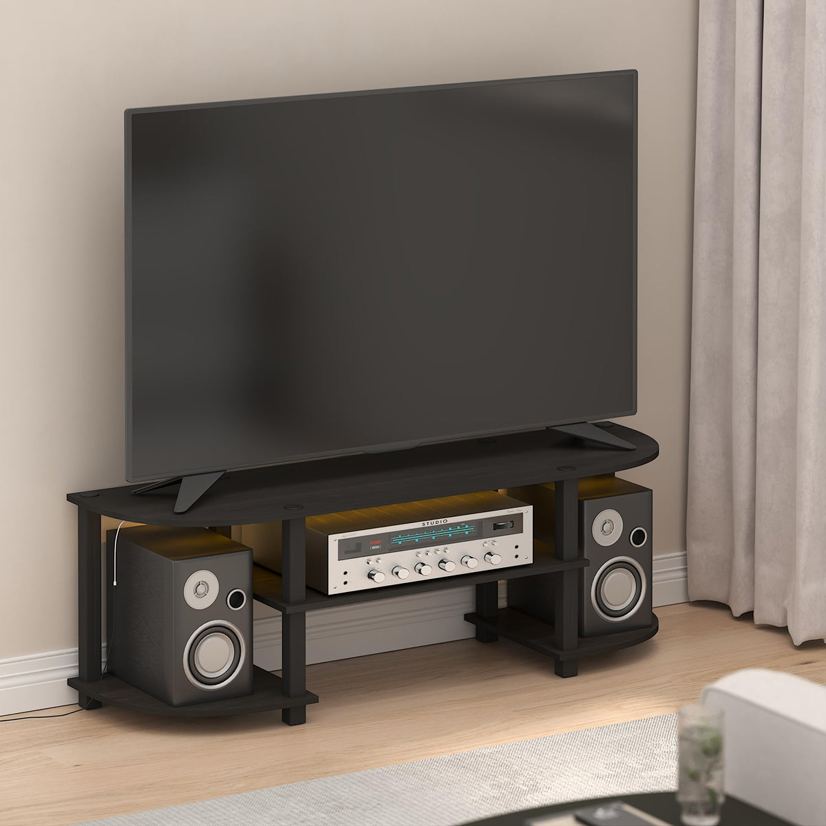 Black 3-Tier TV Stand for 55 Inch TV W9889