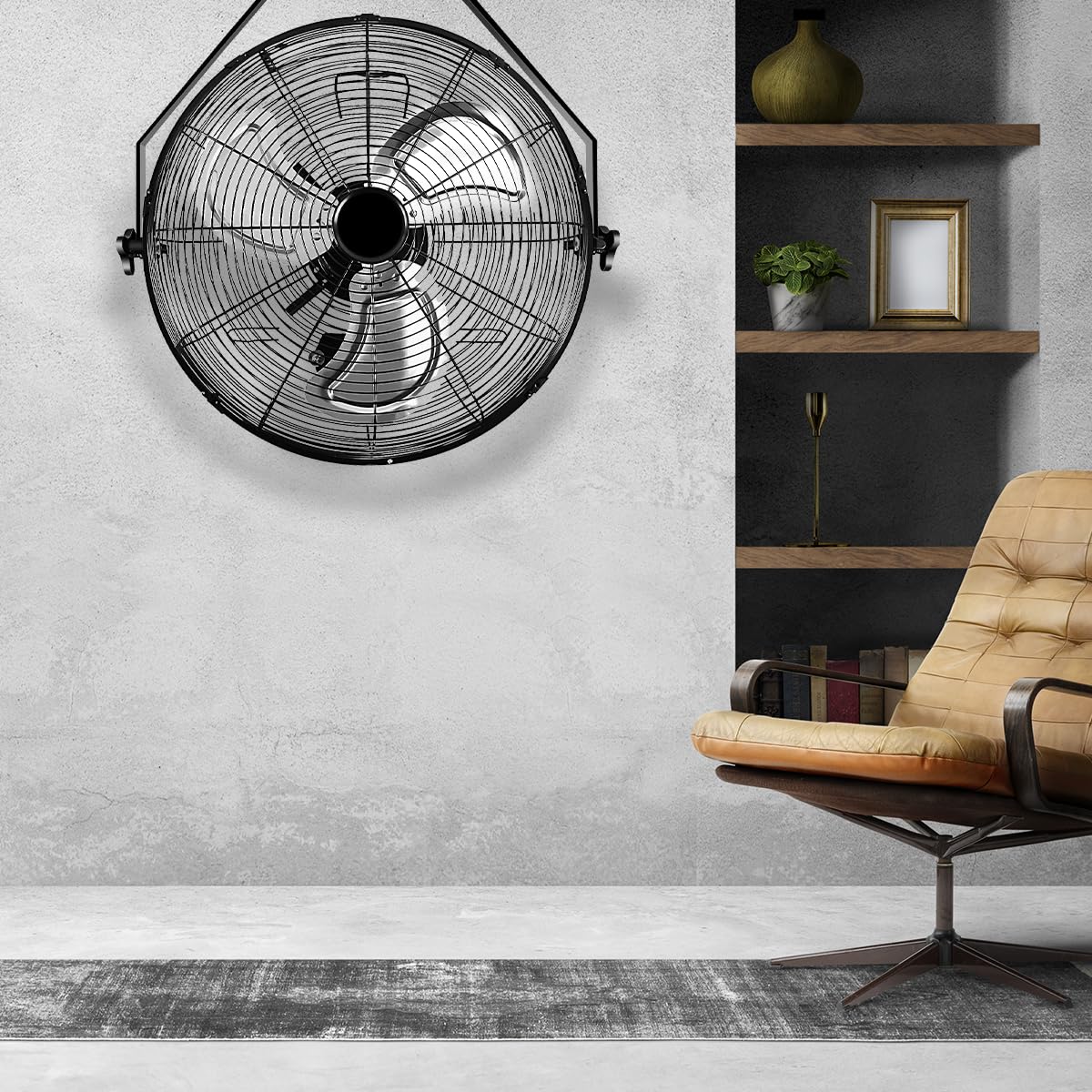 Black Industrial Metal Floor Fan L546