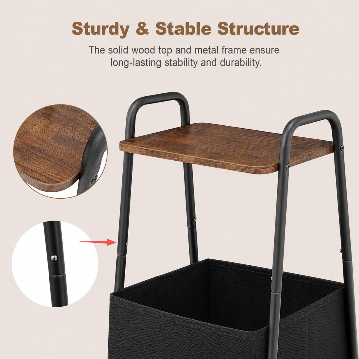 Small Storage Side Table with Metal Frame Y999