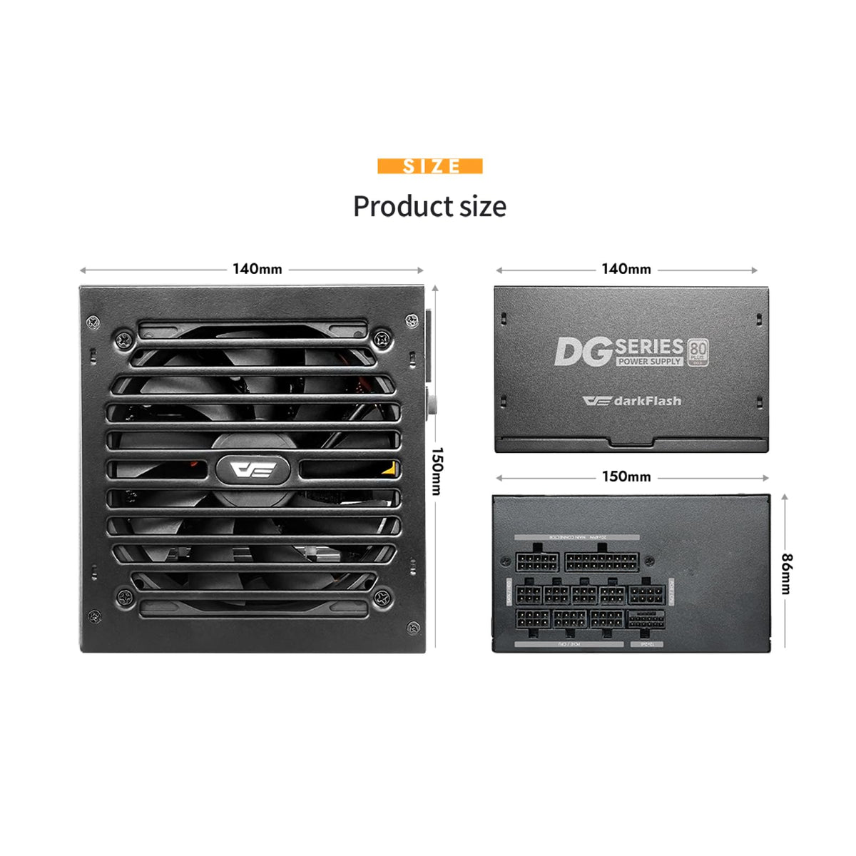 750W 80 Plus Gold ATX 3.1 PCIe 5.1 PC Power Supply, Black I55381