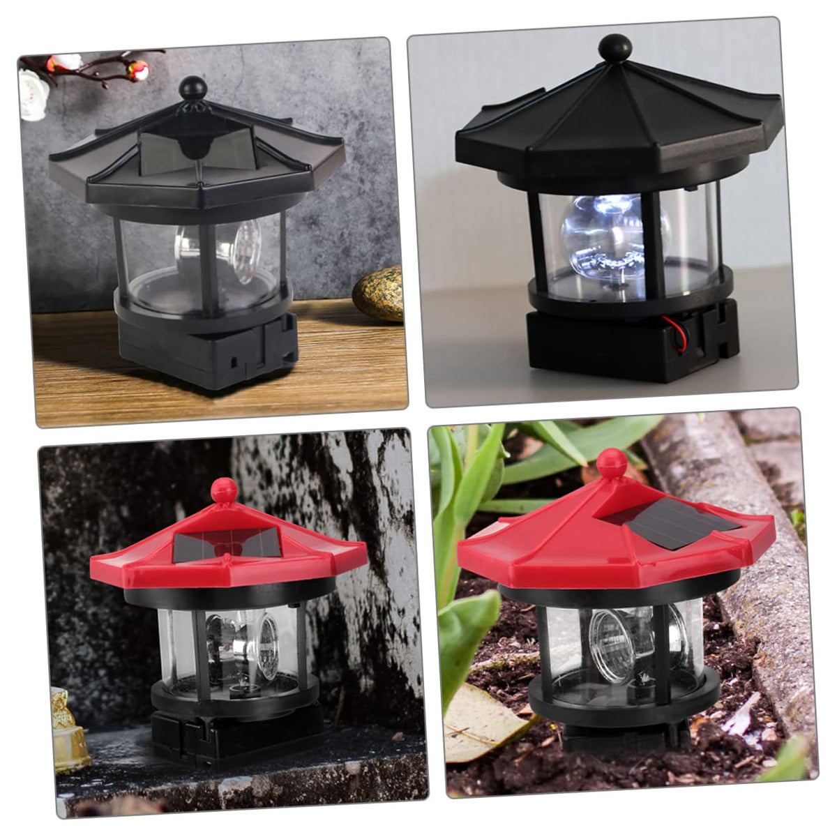 2Pcs Solar Powered Lighthouse Outdoor Garden Light Y854666
