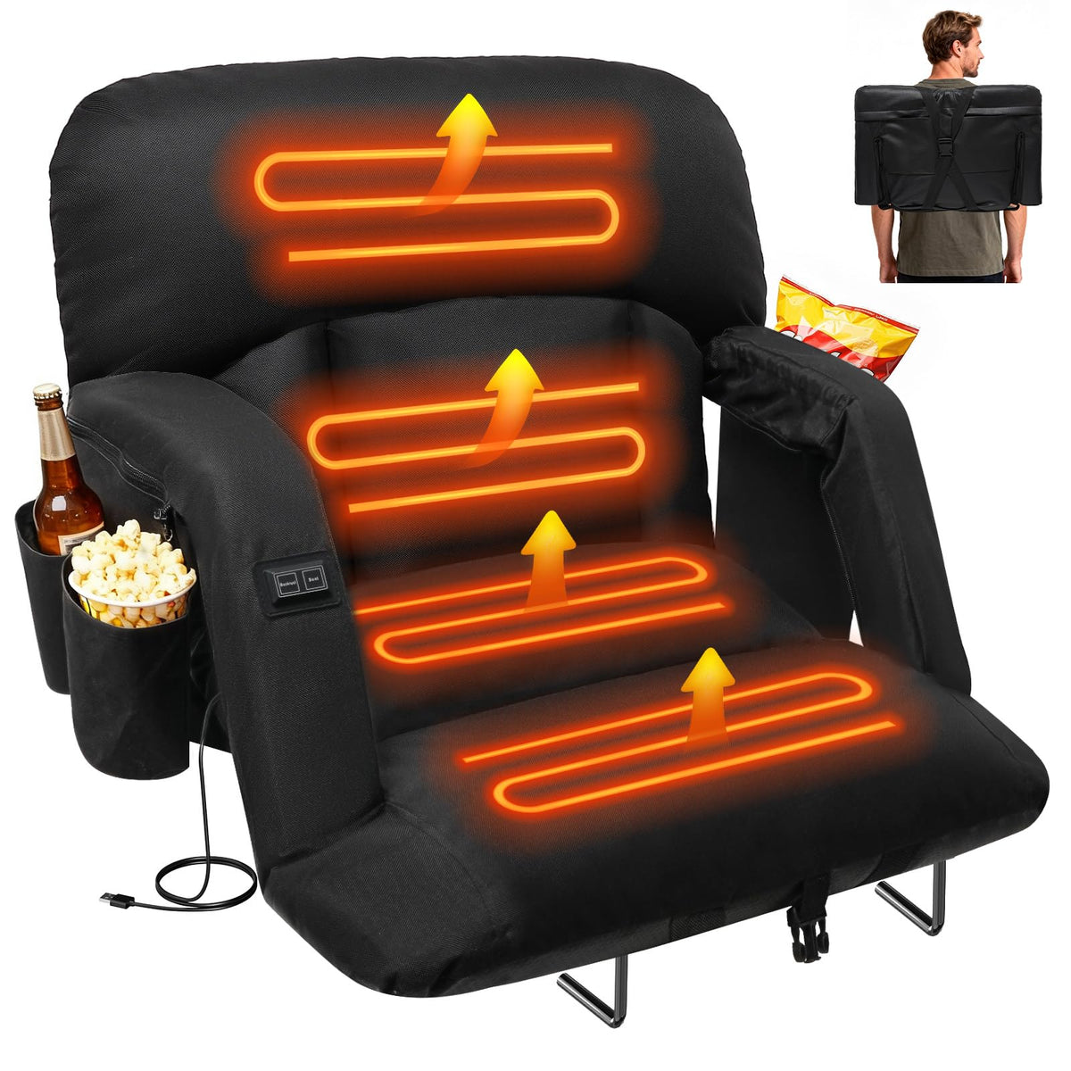 25'' Heated Stadium Seat with Back Support G689515