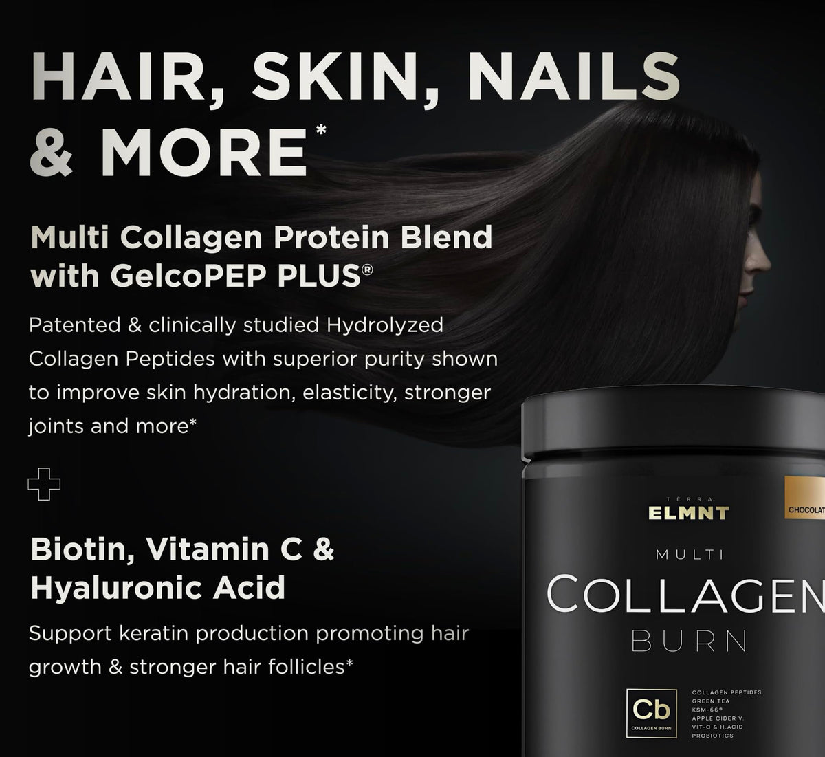 Chocolate Collagen Powder with Probiotics, Hyaluronic Acid & Biotin Q8477